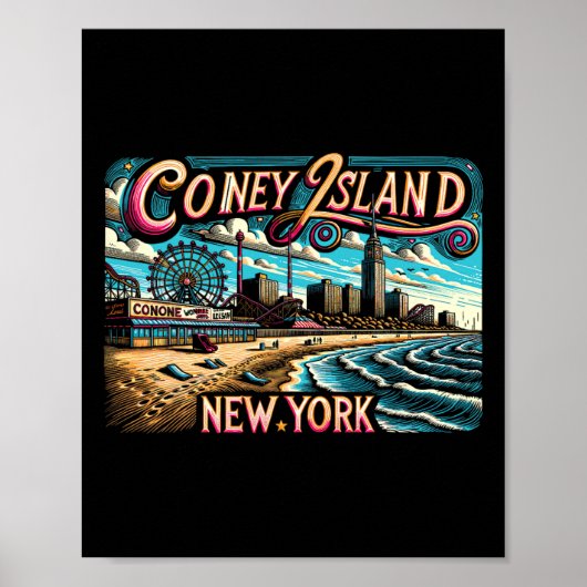 コニーアイランド ニューヨーク 旅行 夏 家族 旅行 ポスター (正面)