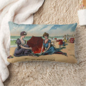 コニーアイランドNY 1909のビーチ場面 ランバークッション (ブランケット)