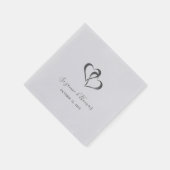 コネクテッドパーソナライズされたハートシルバーグレーナプキンス スタンダードカクテルナプキン (角)