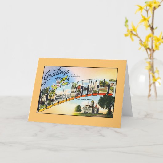 コネチカットからのヴィンテージの挨拶 カード (黄色い花)