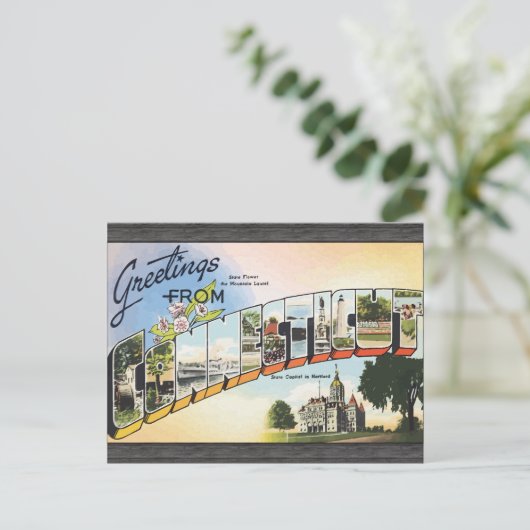 コネチカットからの挨拶ヴィンテージ ポストカード (スタンド正面)