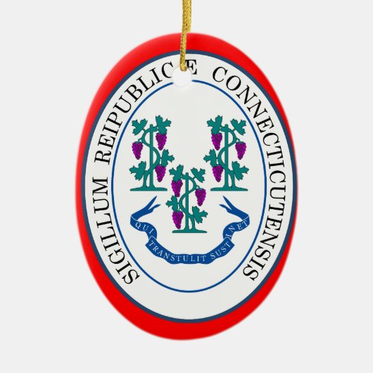 コネチカットのクリスマスオーナメント* セラミックオーナメント (正面)