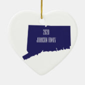 コネチカットのクリスマスパーソナライズされたオーナメント セラミックオーナメント (裏面)