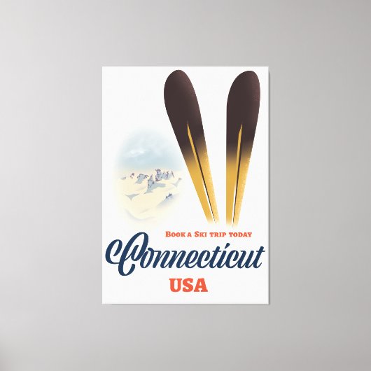 コネチカットのスキー キャンバスプリント (正面)