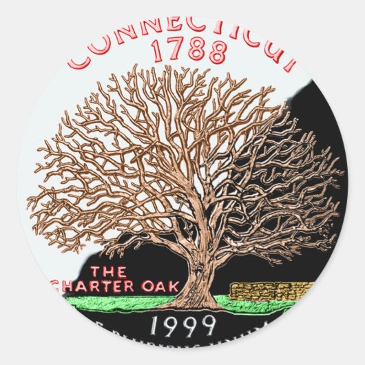 コネチカットのステッカー ラウンドシール (正面)