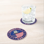 コネチカットのステッカー、米国州 ラウンドペーパーコースター (インサイチュ)