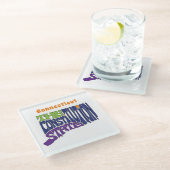 コネチカットのニックネームワードアート ガラスコースター (アングル)