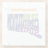 コネチカットのニックネームワードアート ガラスコースター (裏面)