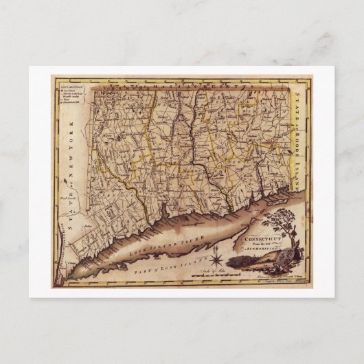 コネチカットのパノラママップコネチカット2 ポストカード (正面)