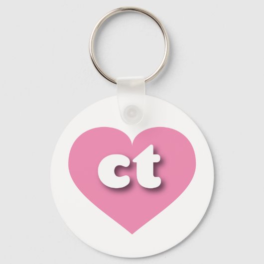 コネチカットのピンクハート – 私はctが大好き キーホルダー (正面)