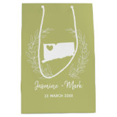 コネチカットのマップ先の結婚式の好意      ミディアムペーパーバッグ (正面)