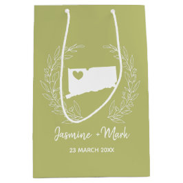 コネチカットのマップ先の結婚式の好意      ミディアムペーパーバッグ