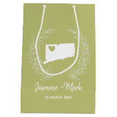 コネチカットのマップ先の結婚式の好意      ミディアムペーパーバッグ (裏面)