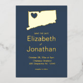 コネチカットのマップ宛先ウェディング 箔招待状 (正面)