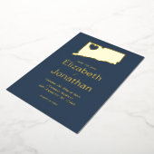 コネチカットのマップ宛先ウェディング 箔招待状 (回転した状態)