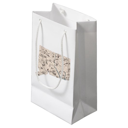 コネチカットのヴィンテージの写真の地図のギフトバッグ スモールペーパーバッグ (正面アングル)