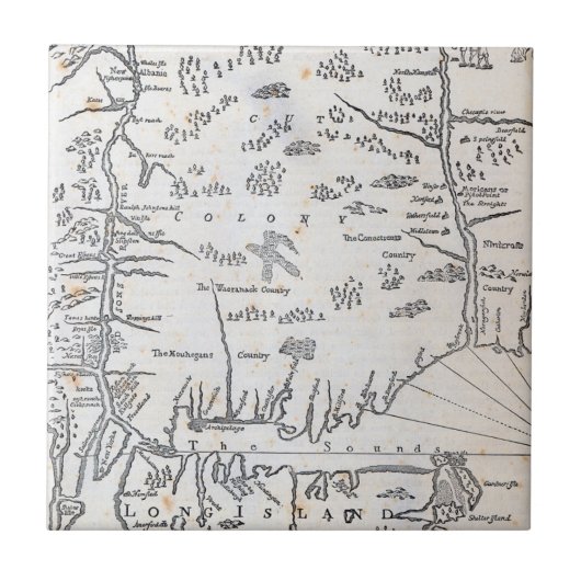 コネチカットのヴィンテージの地図 タイル (正面)