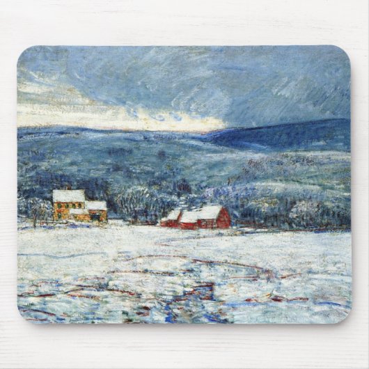 コネチカットの丘の冬(Childe Hasssam) マウスパッド (正面)