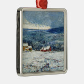 コネチカットの丘の冬(Childe Hasssam) メタルオーナメント (右)