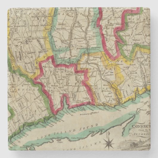 コネチカットの地図 ストーンコースター (正面)