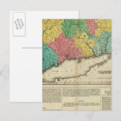 コネチカットの地図 ポストカード (正面/裏面)