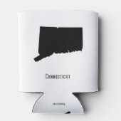 コネチカットの地図 – 白黒モダンシンプル 缶クーラー (裏面)