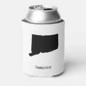 コネチカットの地図 – 白黒モダンシンプル 缶クーラー (缶裏面)