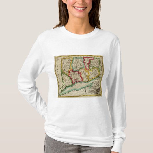 コネチカットの地図 Tシャツ (正面)