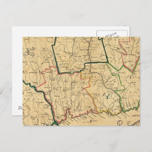 コネチカットの正しい地図 ポストカード (正面/裏面)