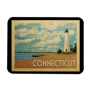 コネチカットの灯台ヴィンテージ旅行 マグネット