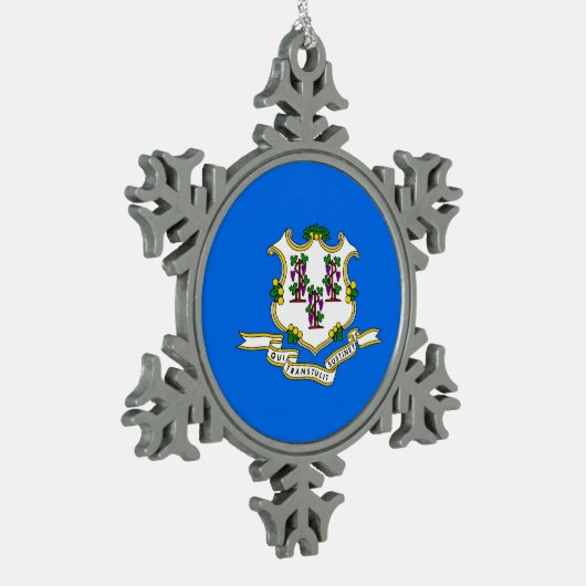 コネチカットオーナメント付きスノーフレーク国旗 スノーフレークピューターオーナメント (左)