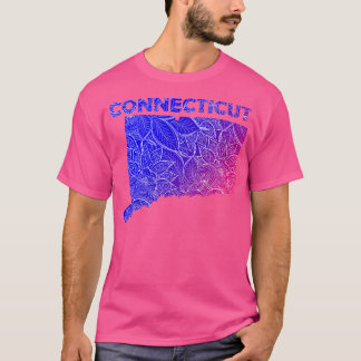 コネチカットカラフル州のマンダラアートマップと文字 Tシャツ