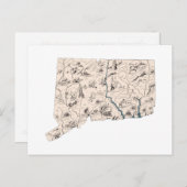 コネチカットヴィンテージ写真マップアンティークグラフ ポストカード (正面/裏面)