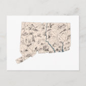 コネチカットヴィンテージ写真マップアンティークグラフ ポストカード (正面)