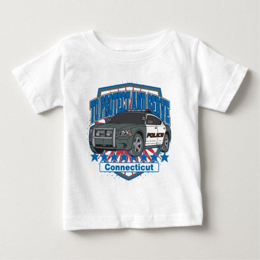コネチカット保護州の警察車に奉仕する ベビーTシャツ (正面)