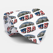 コネチカット写真と米国国旗の文字 ネクタイ (ロール)