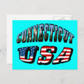 コネチカット写真と米国国旗の文字 ポストカード (正面/裏面)