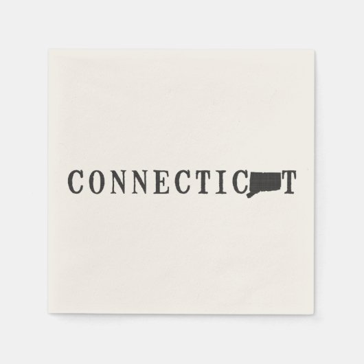コネチカット名(州字付き) スタンダードカクテルナプキン (正面)