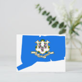 コネチカット国旗の地図 ポストカード (スタンド正面)