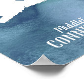 コネチカット地図ブルーウォーターカラーパーソナライズされたアート ポスター (角)