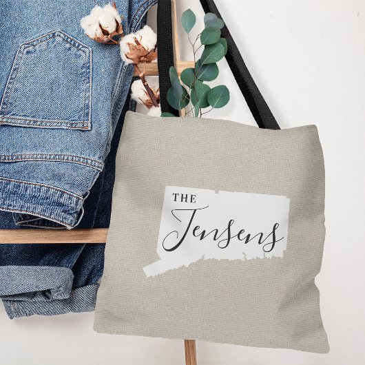 コネチカット家族モノグラム州トートバッグ トートバッグ