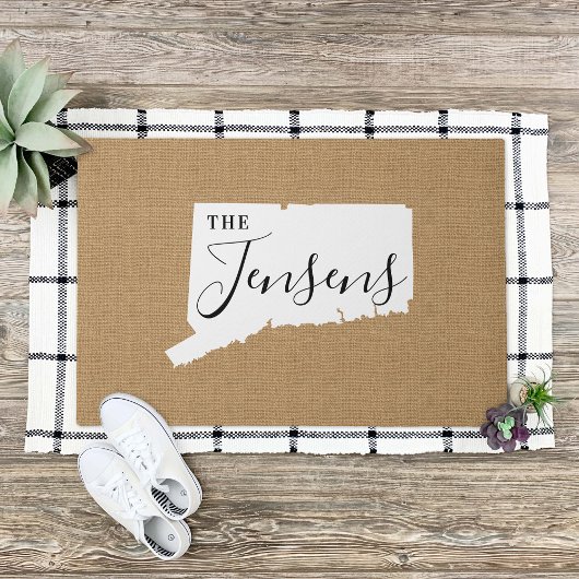 コネチカット家族モノグラム州ドormat ドアマット