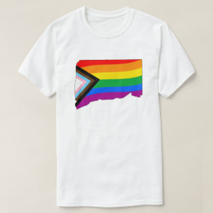 コネチカット州のプライド LGBTQ プログレスプライド Tシャツ
