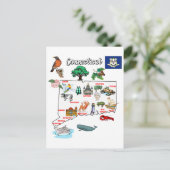 コネチカット州のマップ(観光客の目的地) ポストカード (スタンド正面)