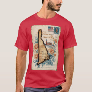 コネチカット州のヴィンテージ旅行リトロポストカードデザイン1 Tシャツ