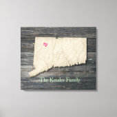 コネチカット州の地図 キャンバスプリント (正面)