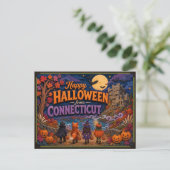 コネチカット州の子供たちからハロウィンの挨拶 ポストカード (スタンド正面)