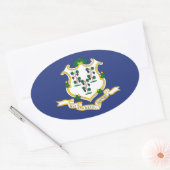コネチカット州の旗 楕円形シール (封筒)