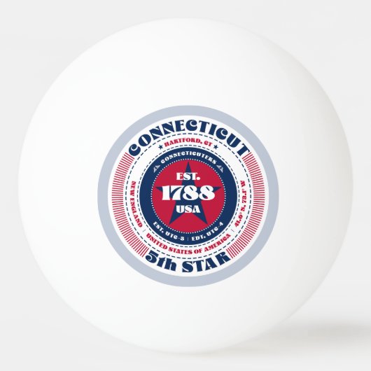 コネチカット州の赤、白、青の円 卓球ボール (正面)