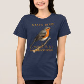 コネチカット州の鳥の鳥渡り鳥 トライブレンドTシャツ (正面)